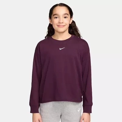 Nike Big Kid Girls Crew Neck Long Sleeve Active T-Shirt