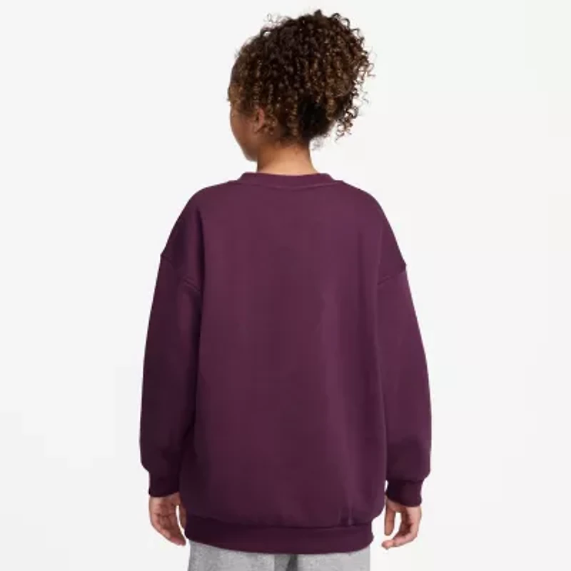 Nike Club Big Kid Girls Crew Neck Fleece Long Sleeve Sweatshirt
