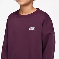 Nike Club Big Kid Girls Crew Neck Fleece Long Sleeve Sweatshirt