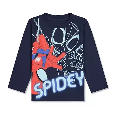Toddler Boys Crew Neck Long Sleeve Spiderman Graphic T-Shirt