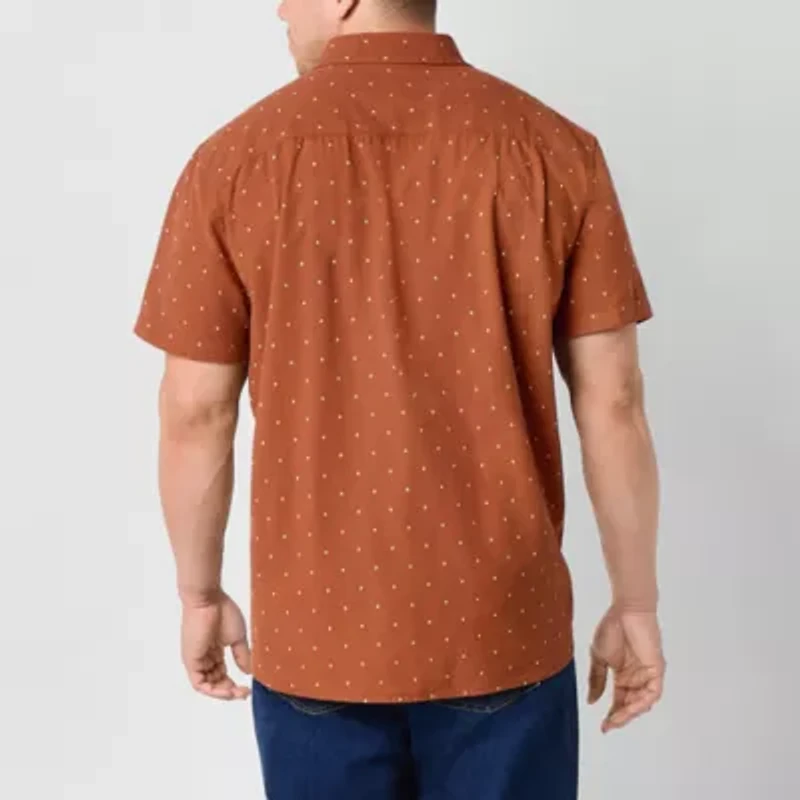 mutual weave Mens Short Sleeve Regular Fit Big and Tall Button-Down Shirt