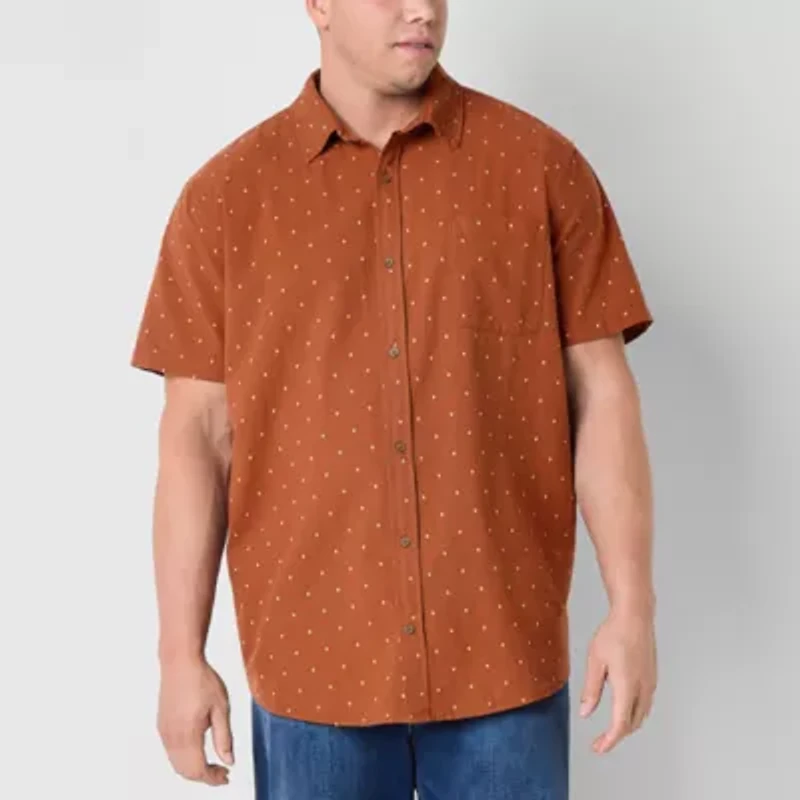 mutual weave Mens Short Sleeve Regular Fit Big and Tall Button-Down Shirt