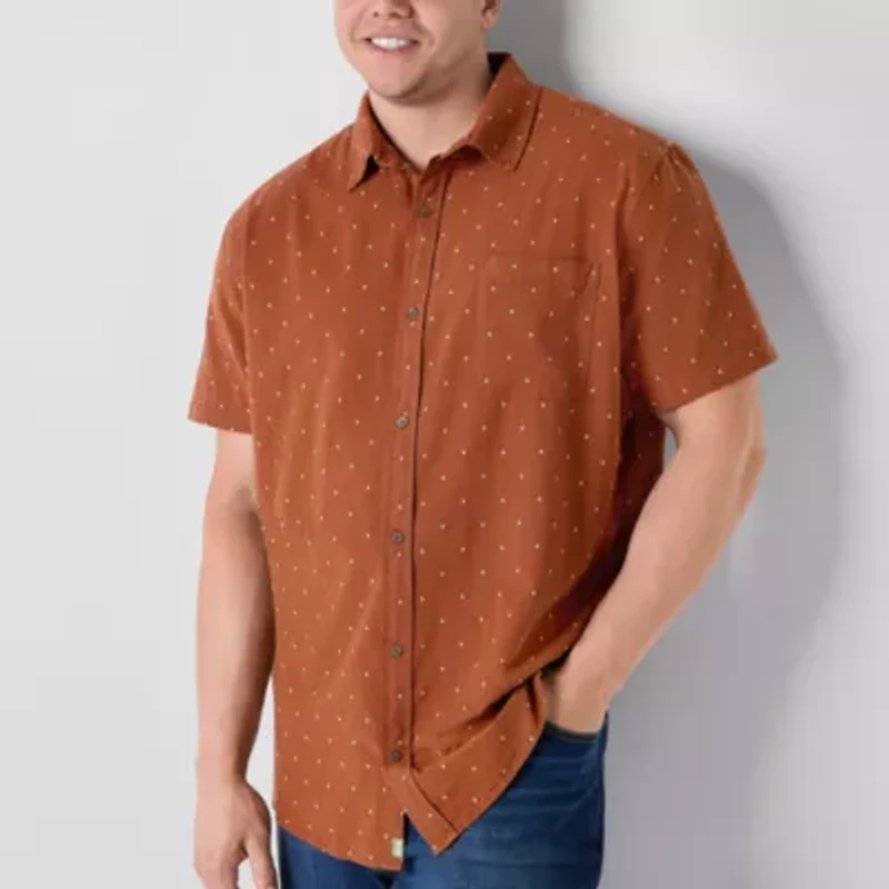 mutual weave Mens Short Sleeve Regular Fit Big and Tall Button-Down Shirt