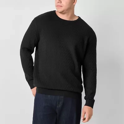 Shaquille O'Neal XLG Chevron Texture Big and Tall Mens Crew Neck Long Sleeve Pullover Sweater