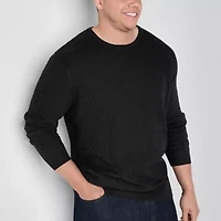 Shaquille O'Neal XLG Chevron Texture Big and Tall Mens Crew Neck Long Sleeve Pullover Sweater