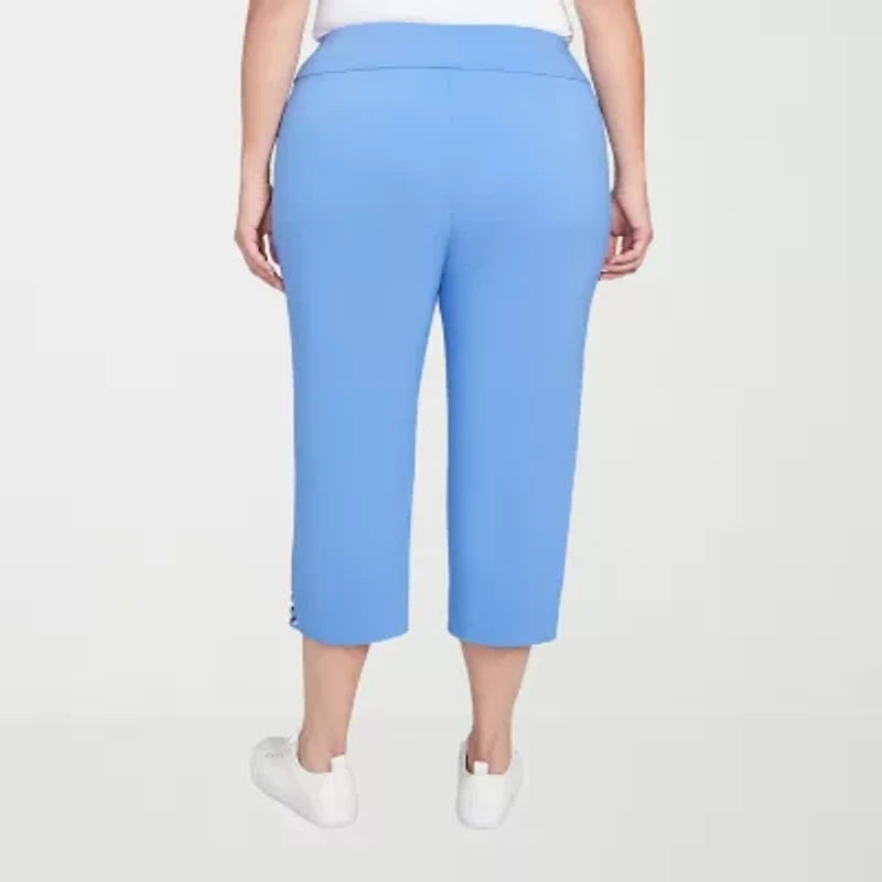 Hearts Of Palm Womens Straight Mid Rise Plus Capri Pant