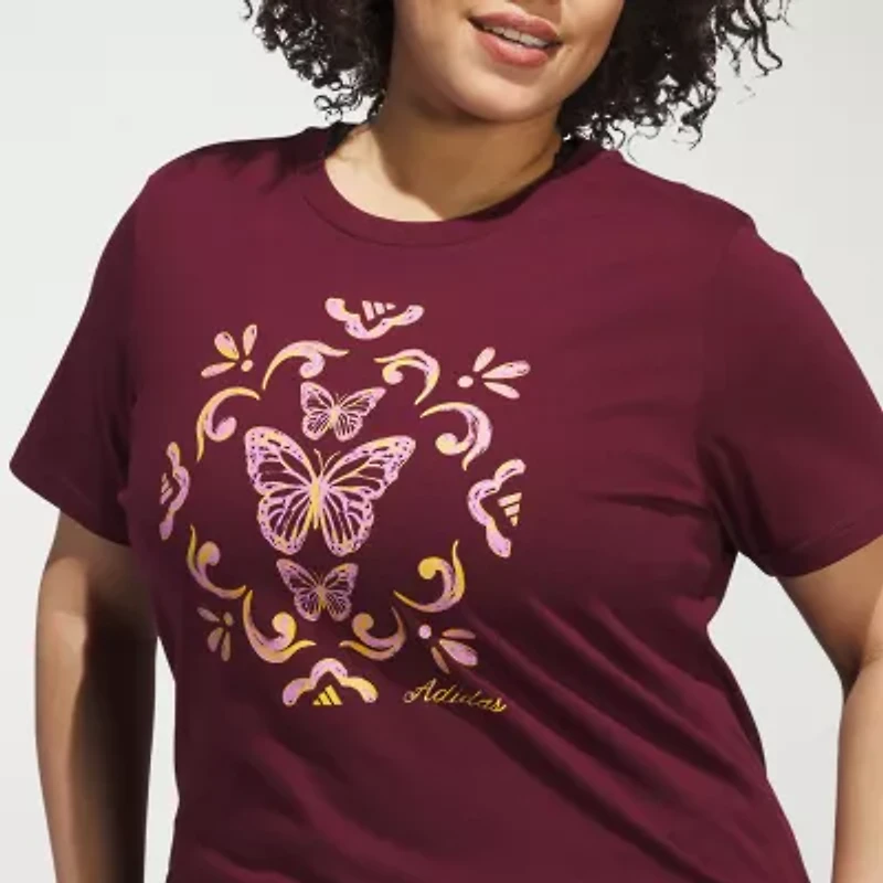 adidas Womens Crew Neck Short Sleeve Active Plus T-Shirt