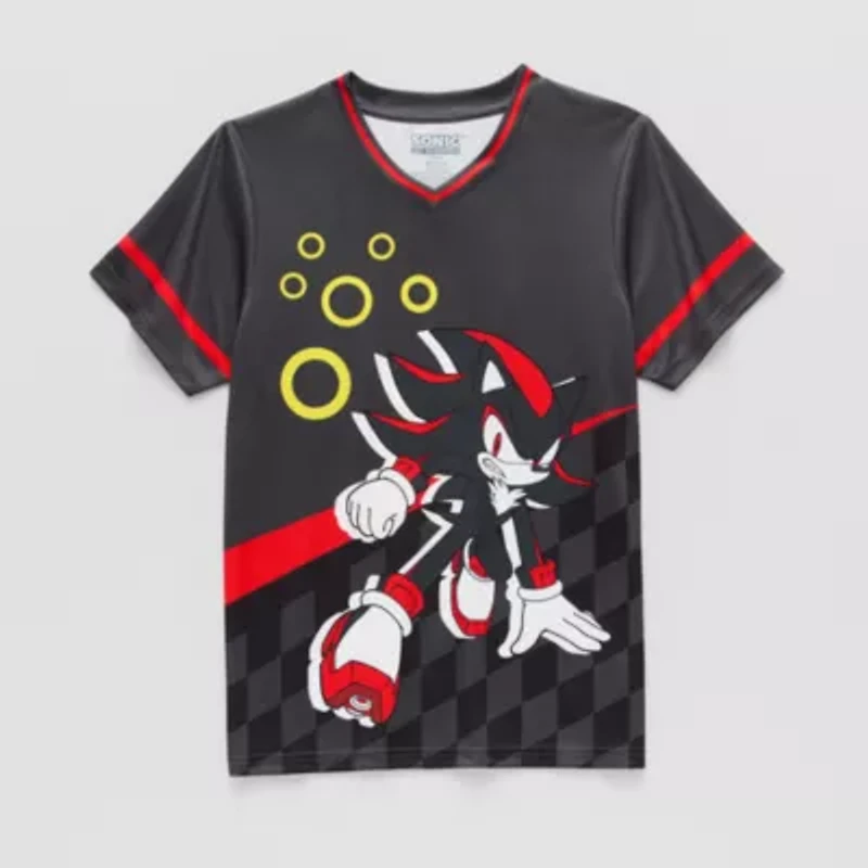 Shadow Little & Big Kid Boys V Neck Sonic the Hedgehog Short Sleeve Jersey