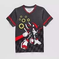 Shadow Little & Big Kid Boys V Neck Sonic the Hedgehog Short Sleeve Jersey