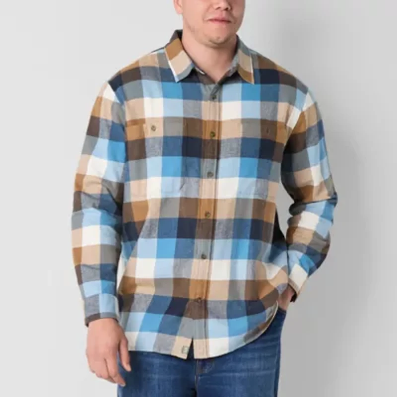 mutual weave Mens Long Sleeve Regular Fit Big and Tall Flannel Shirt