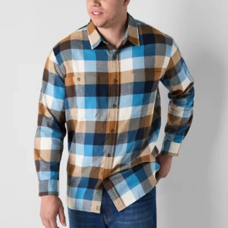 mutual weave Mens Long Sleeve Regular Fit Big and Tall Flannel Shirt