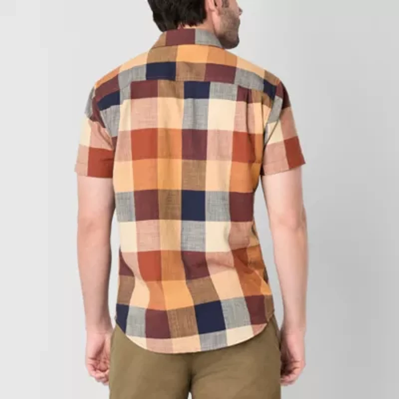 mutual weave Mens Short Sleeve Regular Fit Button-Down Shirt