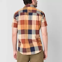 mutual weave Mens Short Sleeve Regular Fit Button-Down Shirt