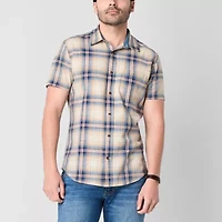 mutual weave Mens Short Sleeve Regular Fit Button-Down Shirt
