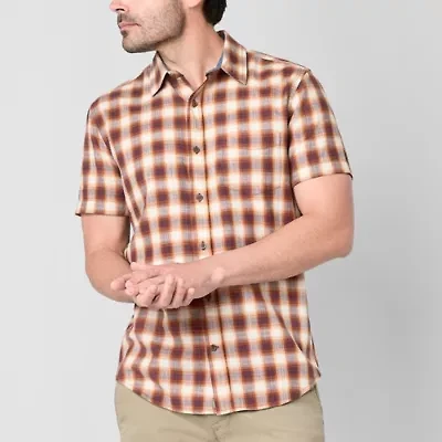 mutual weave Mens Short Sleeve Regular Fit Button-Down Shirt