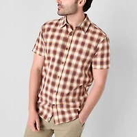 mutual weave Mens Short Sleeve Regular Fit Button-Down Shirt