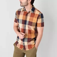 mutual weave Mens Short Sleeve Regular Fit Button-Down Shirt