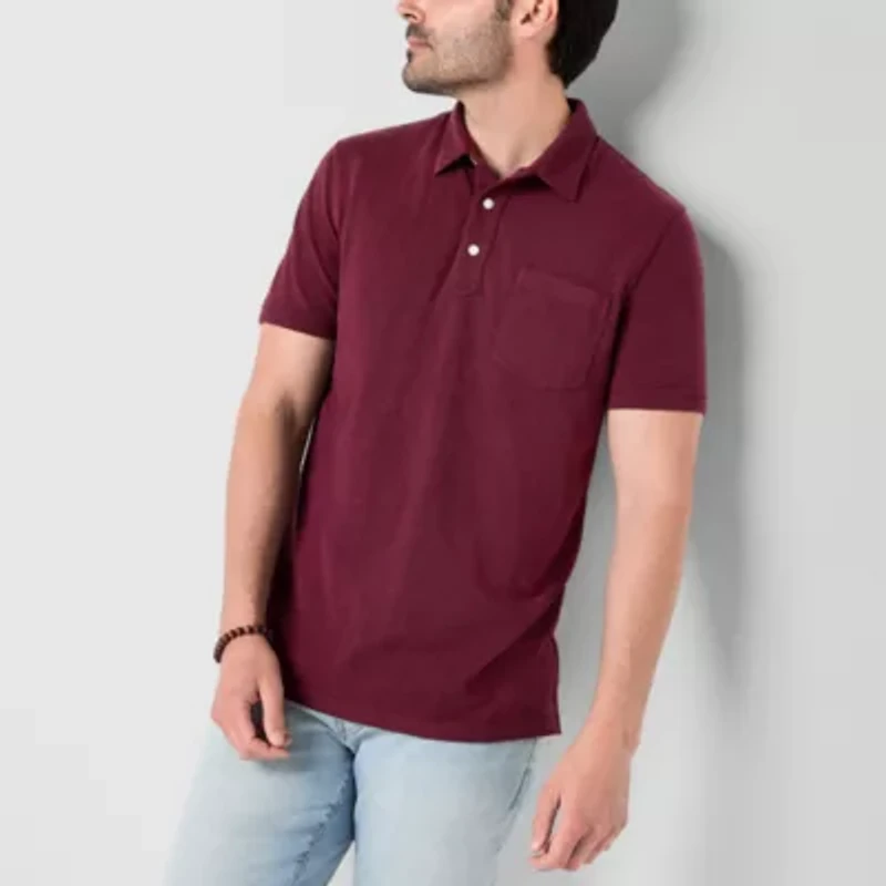 mutual weave Mens Regular Fit Short Sleeve Pocket Polo Shirt