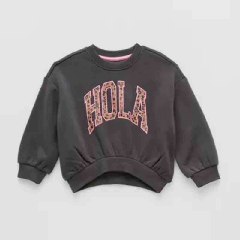 Grayson Little Toddler Girls Crew Neck Fleece Long Sleeve Sweatshirt