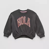 Grayson Little Toddler Girls Crew Neck Fleece Long Sleeve Sweatshirt