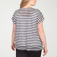 Hearts Of Palm Womens Plus Keyhole Neck Short Sleeve T-Shirt