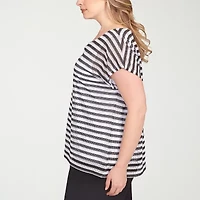 Hearts Of Palm Womens Plus Keyhole Neck Short Sleeve T-Shirt