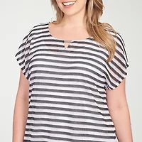 Hearts Of Palm Womens Plus Keyhole Neck Short Sleeve T-Shirt