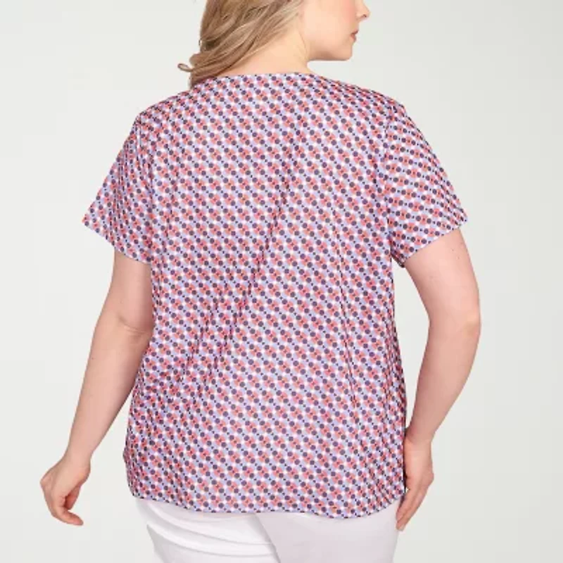 Hearts Of Palm Womens Plus Crew Neck Short Sleeve T-Shirt