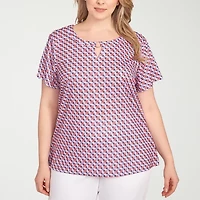 Hearts Of Palm Womens Plus Crew Neck Short Sleeve T-Shirt