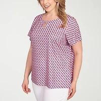 Hearts Of Palm Womens Plus Crew Neck Short Sleeve T-Shirt