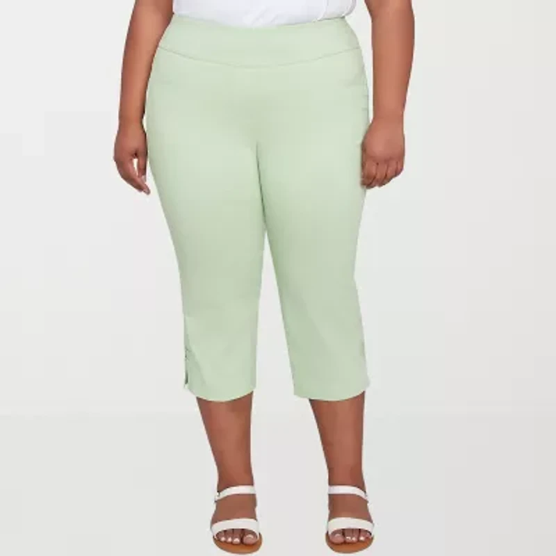 Hearts Of Palm Womens Plus Straight Mid Rise Capri Pant