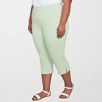 Hearts Of Palm Womens Plus Straight Mid Rise Capri Pant
