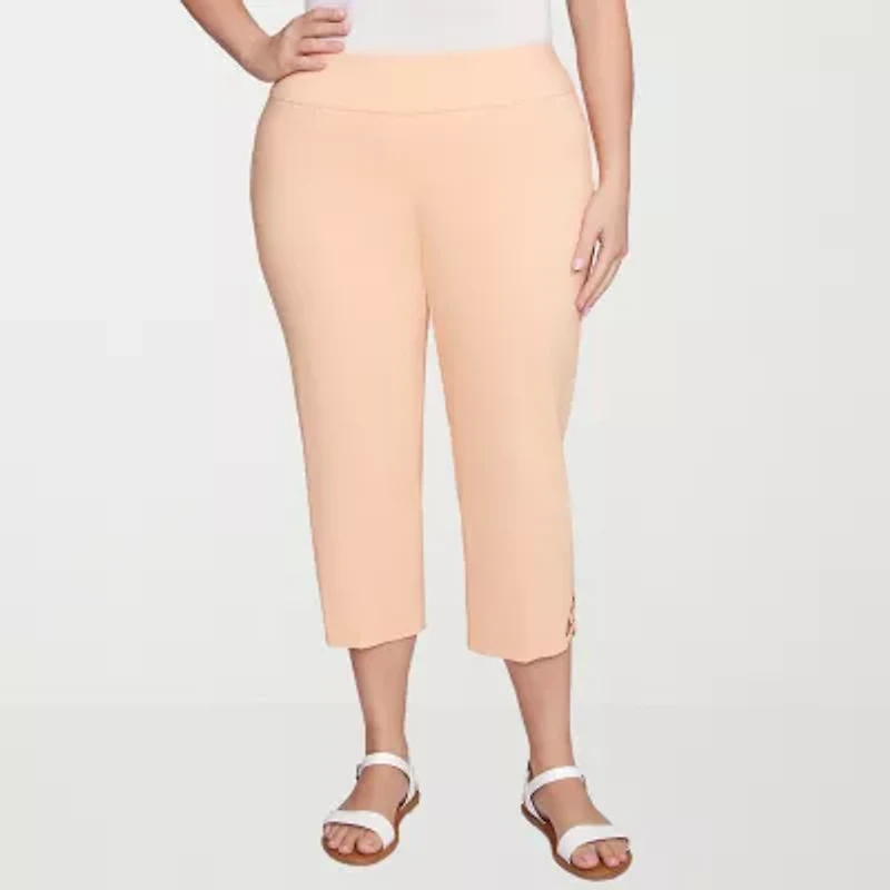Hearts Of Palm Womens Straight Mid Rise Plus Capri Pant