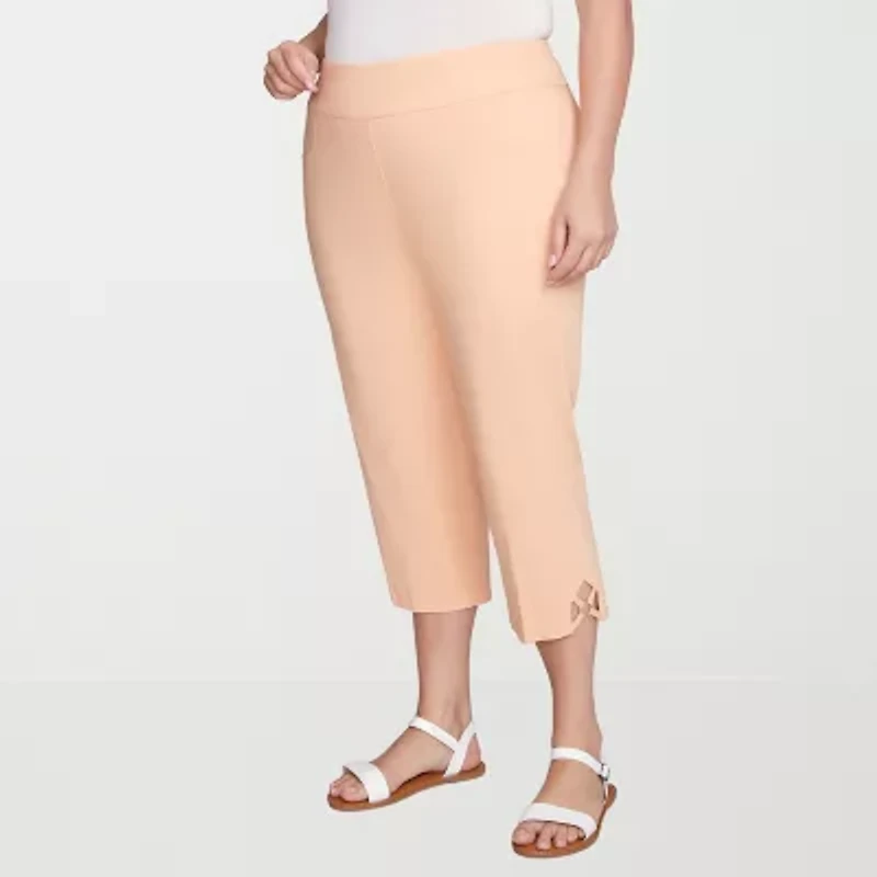 Hearts Of Palm Womens Straight Mid Rise Plus Capri Pant