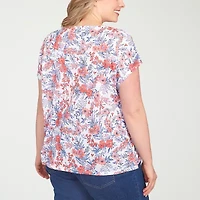 Hearts Of Palm Womens Round Neck Short Sleeve Plus T-Shirt