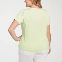 Hearts Of Palm Womens Plus Keyhole Neck Short Sleeve T-Shirt