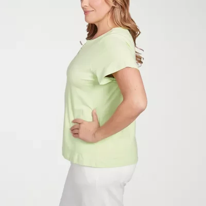 Hearts Of Palm Womens Plus Keyhole Neck Short Sleeve T-Shirt
