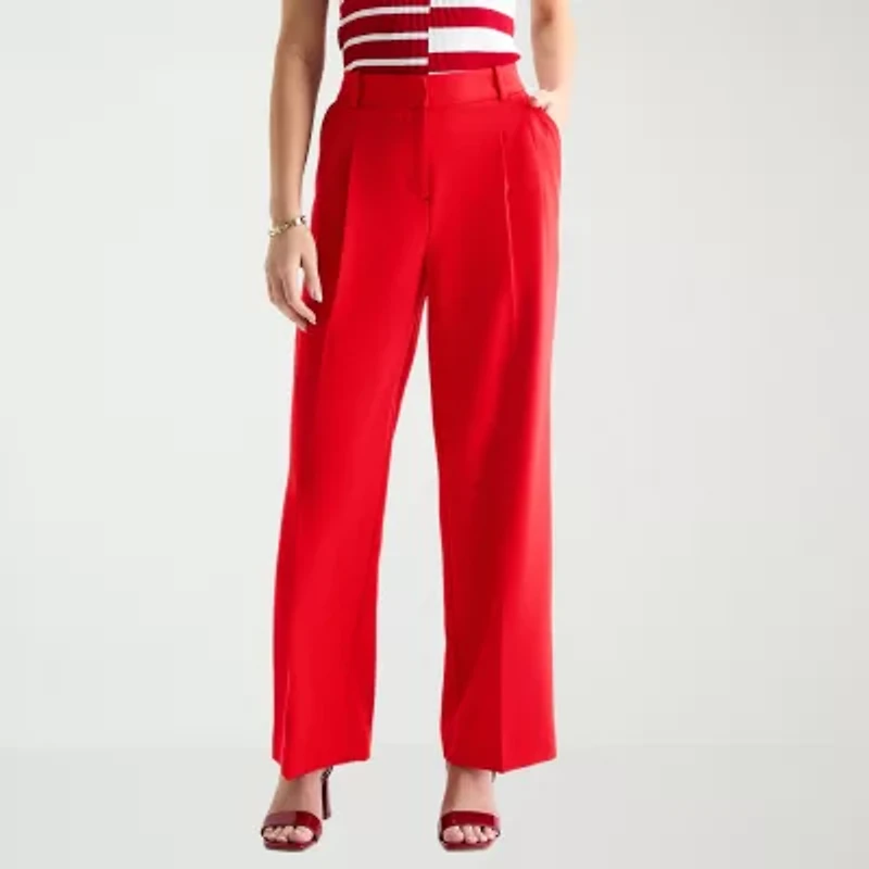 Liz Claiborne Charlotte Womens Tall Wide Leg Mid Rise Trouser