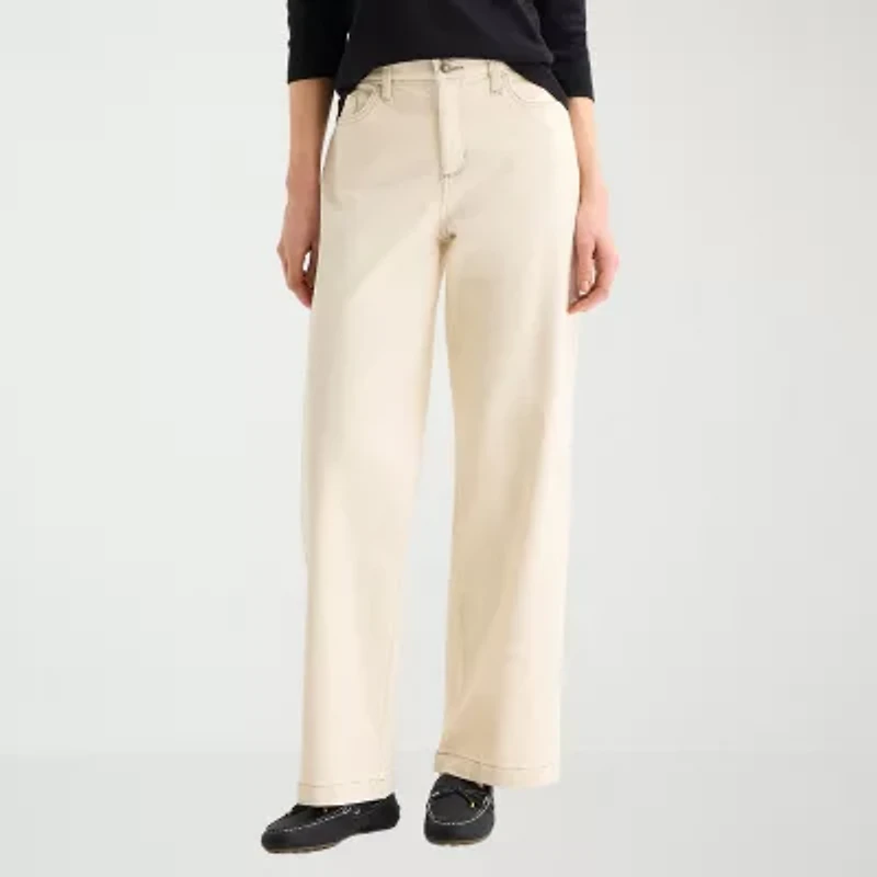 St. John's Bay Womens Tall High Rise Wide Leg Jean