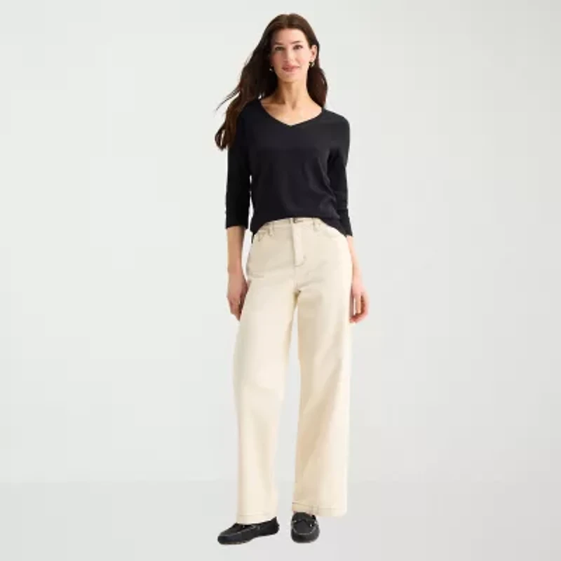 St. John's Bay Womens Tall High Rise Wide Leg Jean