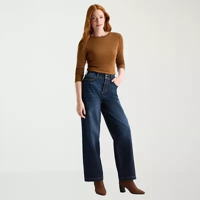 St. John's Bay Womens Tall High Rise Wide Leg Jean