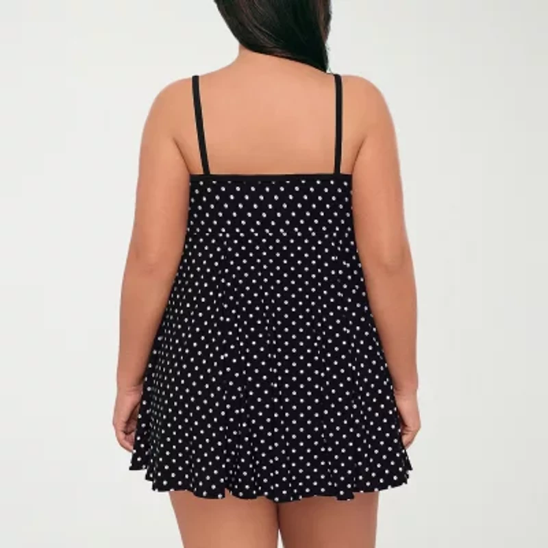 Sonnet Shores Womens Dots Plus Swim Dress