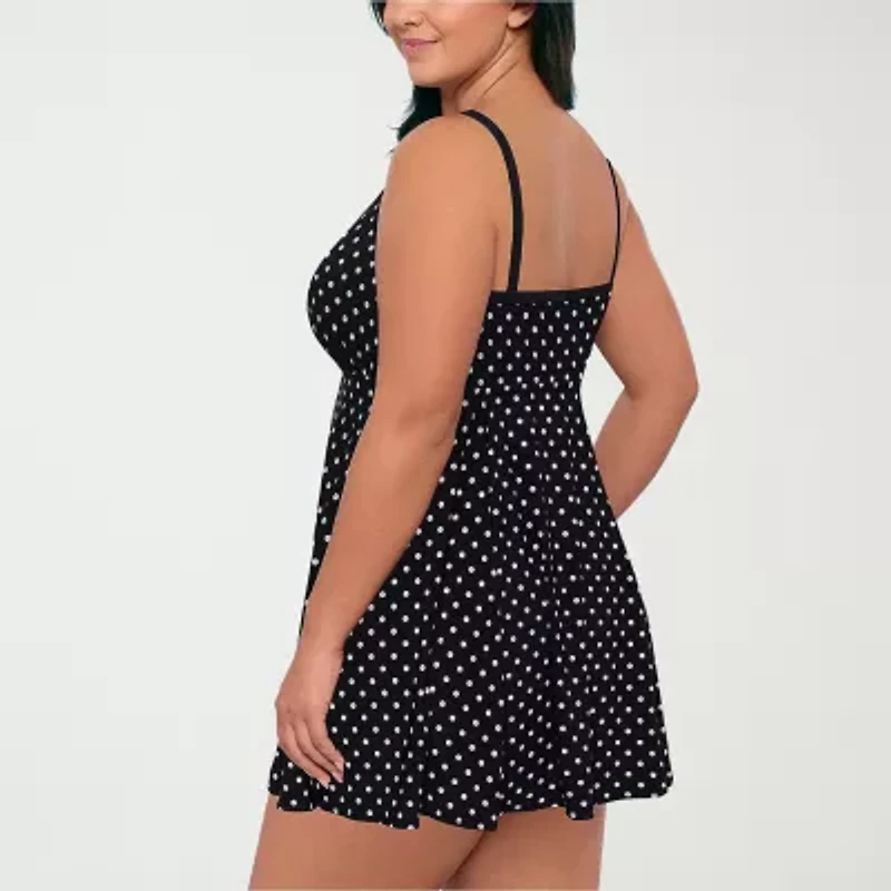Sonnet Shores Womens Dots Plus Swim Dress