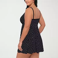 Sonnet Shores Womens Dots Plus Swim Dress