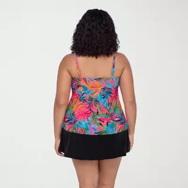 Trimshaper Womens Leaf Plus Tankini Swimsuit Top