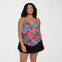 Trimshaper Womens Leaf Plus Tankini Swimsuit Top