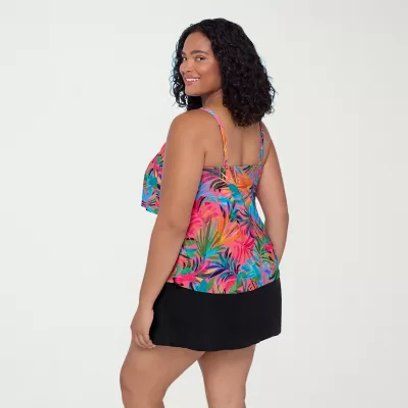 Trimshaper Womens Leaf Plus Tankini Swimsuit Top