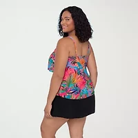 Trimshaper Womens Leaf Plus Tankini Swimsuit Top