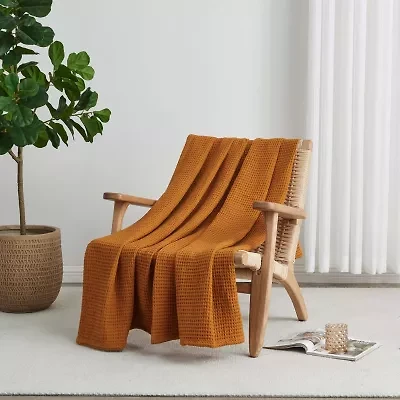 Patina Vie Maison Cotton Waffle Weave Washable Reversible Hypoallergenic Lightweight Throw