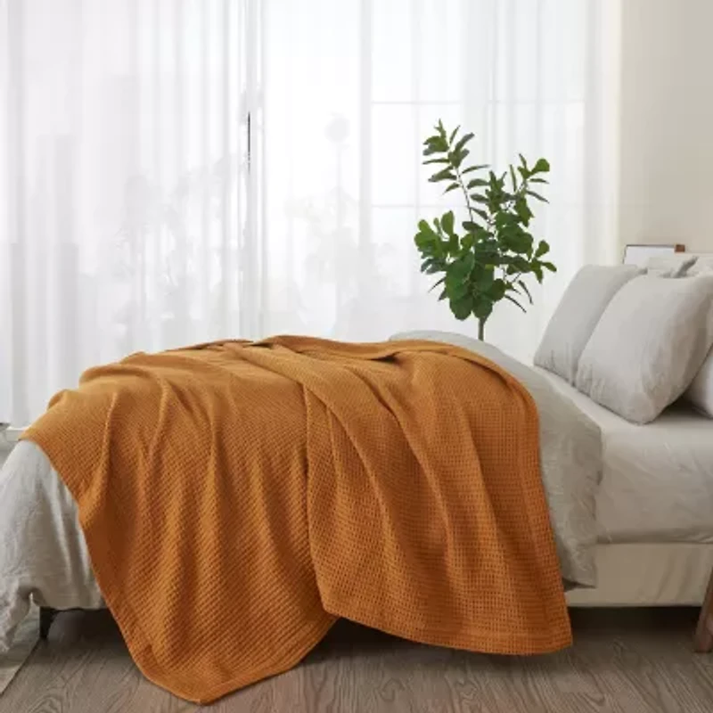 Patina Vie Maison Cotton Waffle Weave Washable Reversible Hypoallergenic Lightweight Throw